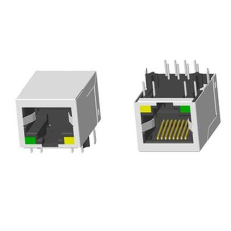 RJ45 1X1 TAB-UP 33mm 带灯带屏蔽带弹片十字脚