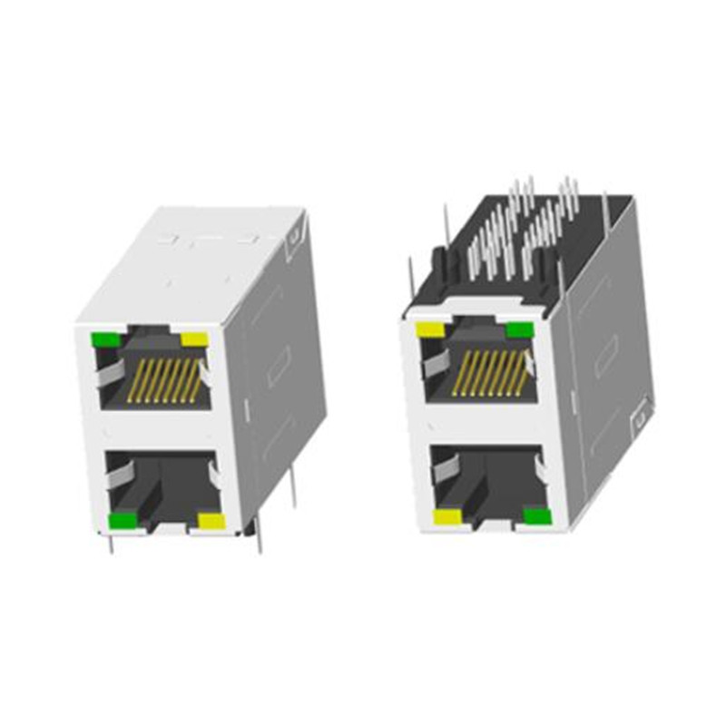 RJ45 1X1 TAB-UP 33mm 带灯带屏蔽带弹片十字脚