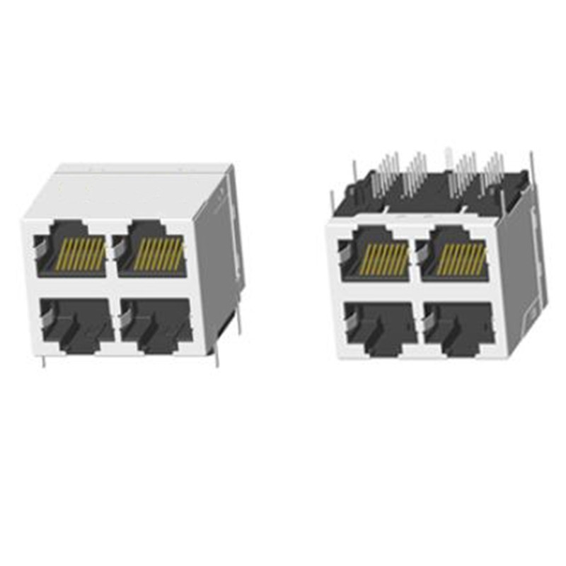 RJ45 1X1 TAB-UP 33mm 带灯带屏蔽带弹片十字脚