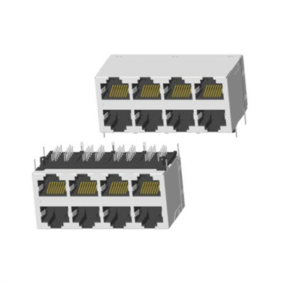 RJ45 2X4 无灯带屏蔽带弹片香菇脚