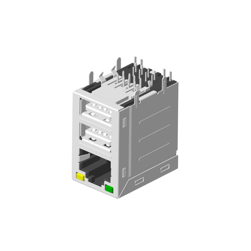 RJ45 1X1 双USB 2.0 带灯 带屏蔽 无弹片网络接口